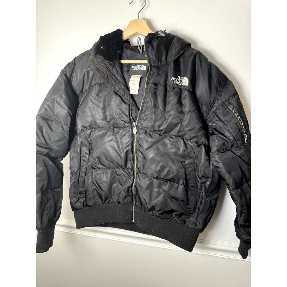 The North Face 550 Women's Hooded Down Filled Puffer Jacket Size Large L Fur